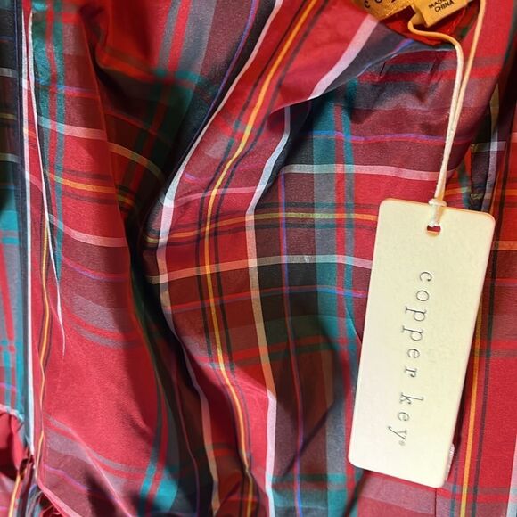 Copper Key Plaid Print Short Sleeve Tiered Babydoll Dress Size S - Picture 2 of 2